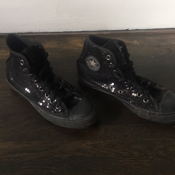 all black sequin converse